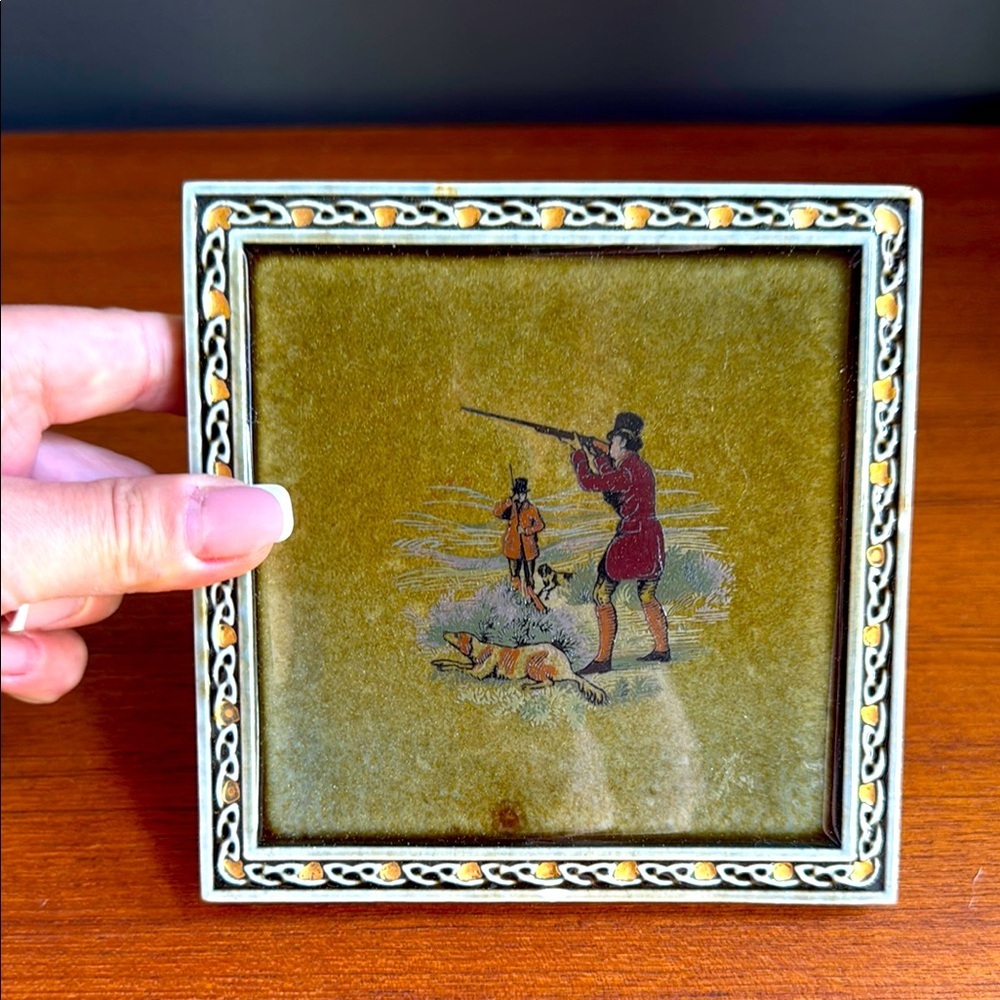 Hand painted antique weighed CO ARMAGH Irish porcelain trivet tile